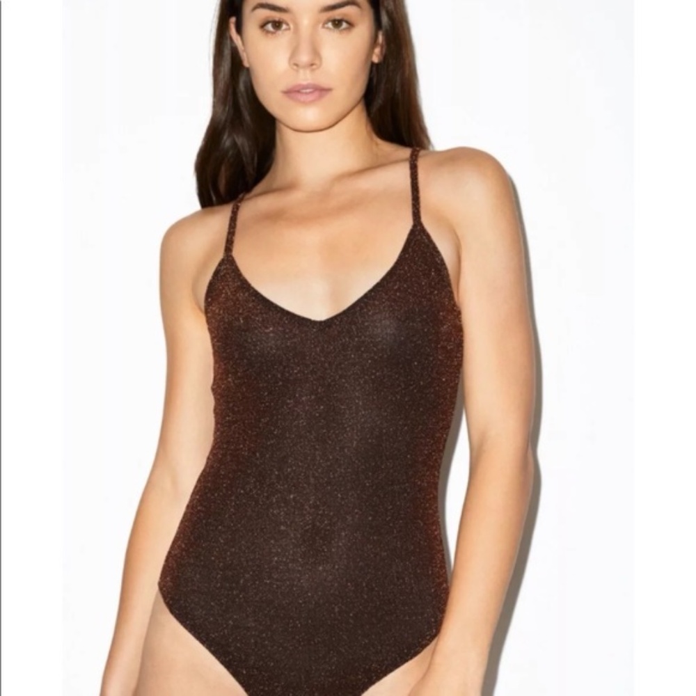 American Apparel Copper Metallic Knit bodysuit